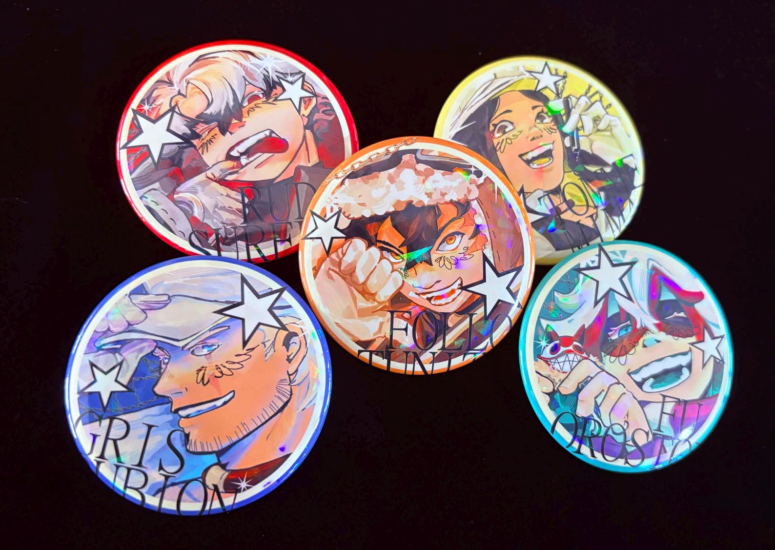 Gachiakuta Holographic Chain Button [gris, Follo, Rudo, Fu, Tomme] - Etsy