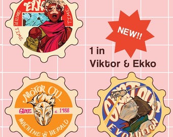 LEAGUE OF LEGENDS Bottlecap Pin Buttons Viktor & Ekko