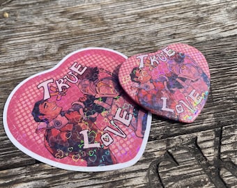 LEAGUE OF LEGENDS Vikjayce, Machine Herald Viktor, Jayce Giopara True Love Heart Button + Sticker