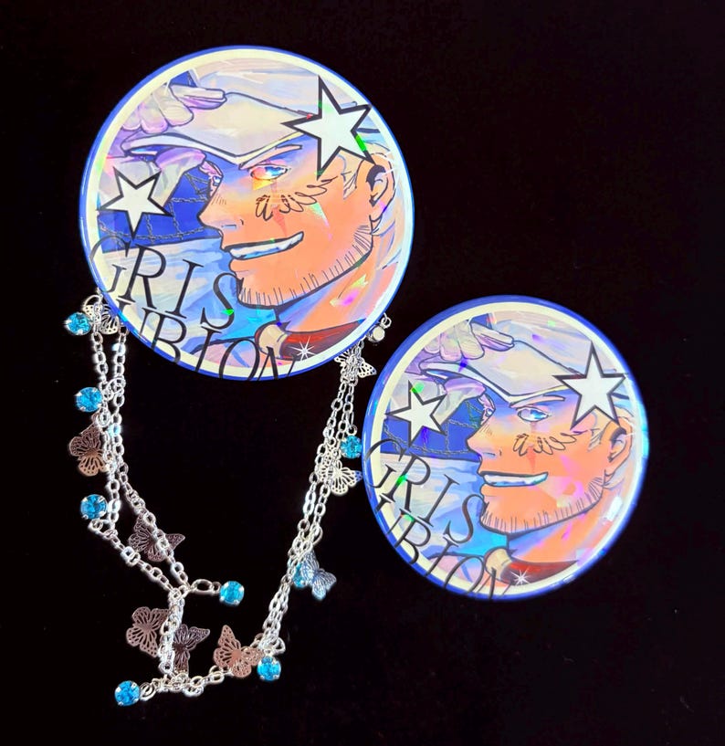 Gachiakuta Holographic Chain Button [gris, Follo, Rudo, Fu, Tomme] - Etsy