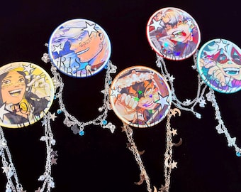 Gachiakuta Holographic Chain Button [Gris, Follo, Rudo, Fu, Tomme]