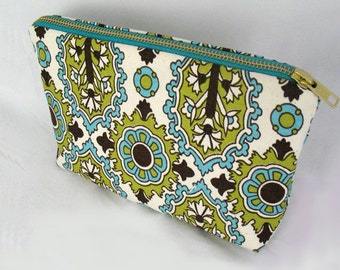 Elizabeth Zipper Clutch - Teal Metal Zipper