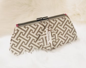 Geo Maze Clutch lined with contrast color faux silk- Purse - Bag - Clutch - Gift