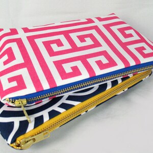 Silver and Black Greek Key Hardcase Clutch main image 1