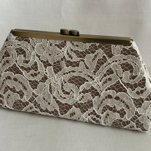 Lace lined with faux silk  clutch  - Framed Clutch-  Purse - Bag with a Mini Lavender Sachet