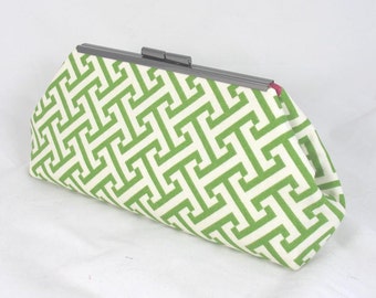 Geo Maze Clutch lined with contrast color faux silk- Purse - Bag - Clutch - Gift