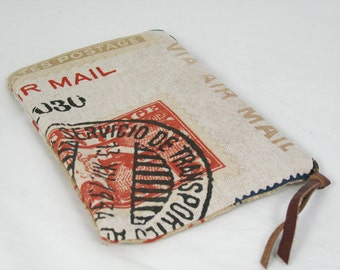 Stamp Vintage Color Zipper Clutch Pouch