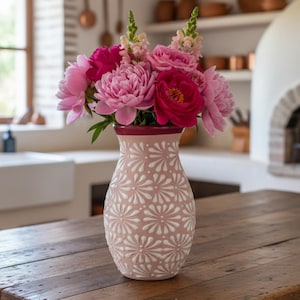 Made To Order - Hand-painted Floral Design Vase - Talavera Mexican Pottery - Fiesta Favors Centerpiece - Wedding Baby Shower Quinceanera