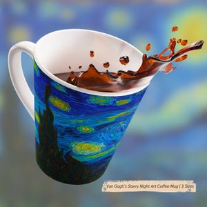 Van Gogh Starry Night Coffee Mug, Van Gogh Art Mug, Gift For Art Lovers, Artistic Home Decor, Colorful Art Mug, Art Latte Mug, Art Tea Cups