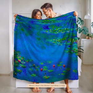 Monet Water Lilies Blanket, Sherpa Fleece Art Blanket, Soft Cozy Art Throw, Gift For Art Lovers, Artistic Home Decor, Colorful Art Blanket