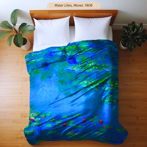 Monet Water Lilies, Monet Blanket, Monet Gift, Monet Home Décor, Floral Comforter, Flower Comforter, Art Bedding, Water Lilies Comforter