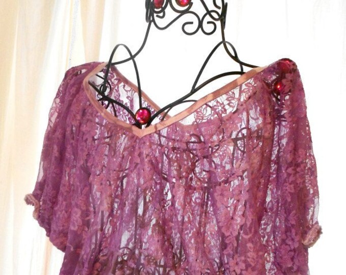 Vintage Lace Top Shabby Chic Blouse French Country Chic Purple Etsy