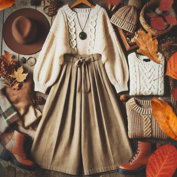 Woodland Muse, Bohemian Romantic Cozy Cottagecore Fall Layering thrift bundle xlarge plus