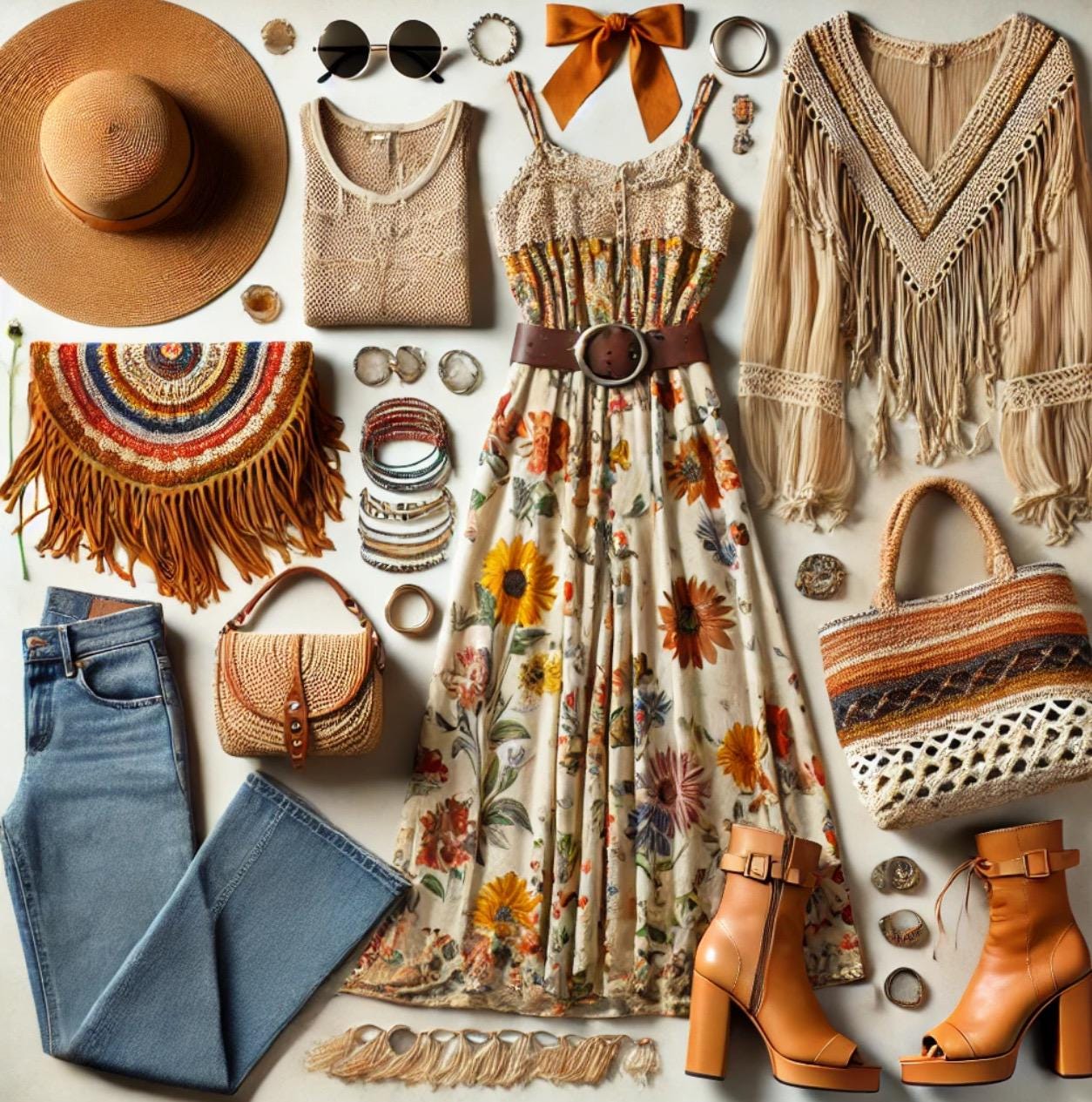 Hippie Chic Boho Thrifted Clothing Bundle | 70s Vintage Inspired Women’s Fashion | Festival Style | Bohemian Outfit Box | Eco-Friendly med