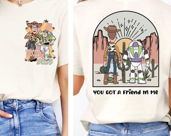 Disney Pixar Toy Story Woody & Buzz Shirt, Du hast einen Freund in mir T-Shirt, Vintage Disney Freunde Shirt, Disneyland Familien Urlaub T-Shirts