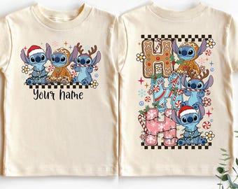 Disney Stitch Ho Ho Ho kerst-T-shirt, Santa Stitch custom feestdagen sweater, Stitch Xmas peuter kindercadeau T-shirt