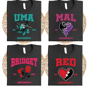 Retro Disney Descendants T-shirt, Mal and Evie Shirt, Disneyland Magical Family Vacation Sweatshirt, WDW Wizard Girls Trip Squad Tees