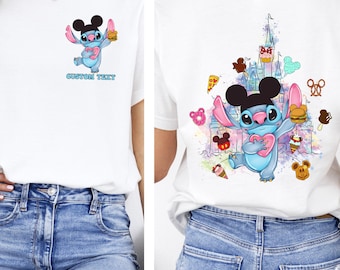 Stitch Mickey Ears Shirt, Stitch Snacks Shirt, Stitch Snacking Rund T-Shirt, Disney Magic Castle T-Shirt, Disneyland Familienurlaub Sweat