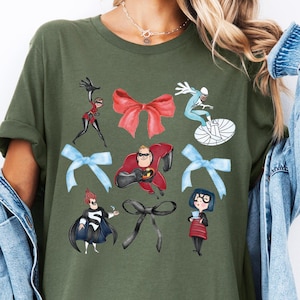 The Incredibles Coquette Bows Shirt, Pixar Mr. Incredible and Elastigirl Shirt, The Incredibles Watercolor Tee, Disneyland Family Trip Sweat