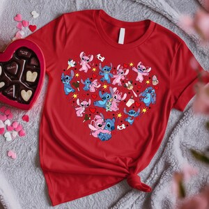 Valentine Stitch and Angel Sweatshirt, Disney Valentine T-Shirt, Valentines Day Sweatshirt, Disneyland XOXO Couple Sweater, Valentines Gift