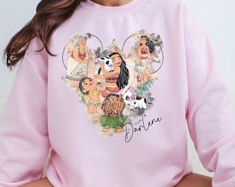 Princess Moana Custom Sweater, Disney Girls Trip Sweat, Baby Moana & Maui Sweats, Moana and Gramma Tala Sweat, Disney Family Vacation Sweat