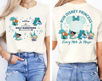 Run Disney Princess Half Marathon Shirt, Disney Half Marathon 2026 Girls Sweatshirt,  WDW Merida Moana Rapunzel Belle Run 2026 Marathon Tee