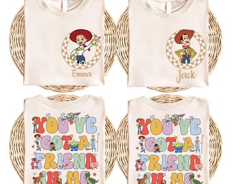 T-shirt Disney Toy Story Vous avez un ami en moi, T-shirt personnalisé de groupe de personnages de Toy Story, T-shirt Shérif Woody Jessie Buzz l'Éclair Rex