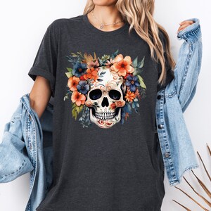 Dia de los Muertos Shirt, Day of the Dead T-Shirt, Floral Skeleton Day Of The Dead Sweat, Gothic Day of the Dead Sweatshirt, Mexican Shirt
