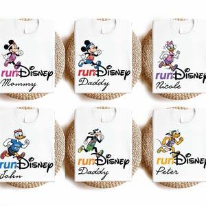 Custom Run Disney Shirts, Disneyland Marathon Sweatshirt, All Characters runDisney Crewneck, Mickey and Friends Family Matching Tees
