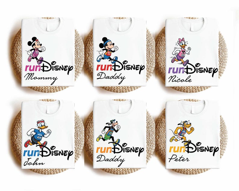 Custom Run Disney Shirts, Disneyland Marathon Sweatshirt, All Characters runDisney Crewneck, Mickey and Friends Family Matching Tees