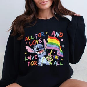 Disney Lilo and Stitch All For Love and Love For All Shirt, Disney Pride Month Shirt, Gay Lesbian Support Shirt, Disney LGBT Pride T-Shirt