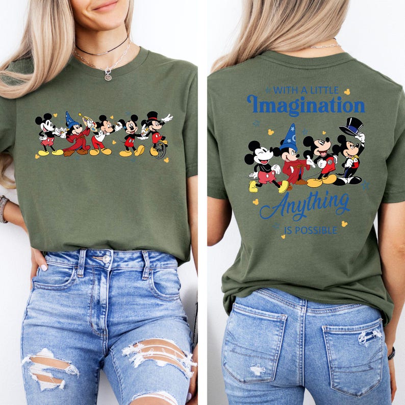 Vintage Disney Sorcerer Mickey With Little Imagination Shirts, Retro Walt Disney World T-Shirt, Disney Fantasia Shirt, Magic Kingdom Tees