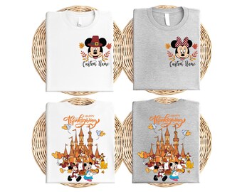 Camiseta personalizada de Disney Mickey y sus amigos para el Día de Acción de Gracias, camiseta del Castillo Mágico de Acción de Gracias de Disneyland, camiseta infantil de Acción de Gracias de Disney