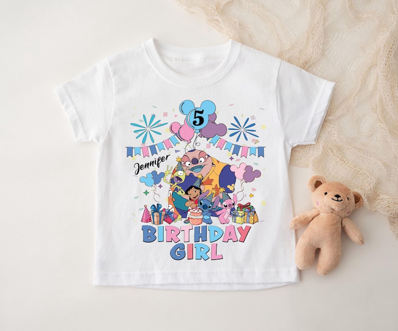 Lilo and Stitch Birthday Girl Shirt, Personalized Disney Birthday Shirt, Disney Stitch Birthday Sweatshirt, WDW Birthday Family Vacation Tee