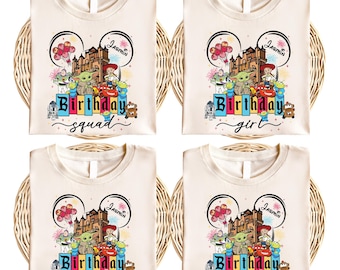 Disney All Character Birthday Squad Shirt, Star Wars Birthday Boy T-Shirt, Toy Story Birthday Girl Shirt, Disneyland Birthday Crew Tees