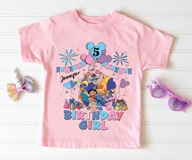 Lilo and Stitch Birthday Girl Shirt, Personalized Disney Birthday Shirt, Disney Stitch Birthday Sweatshirt, WDW Birthday Family Vacation Tee