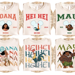 Disney Princess Moana Characters Shirt, Disneyland Micke Ears Moana Shirt, Hei Hei Pua Maui Tala Tamatoa Shirt, Disney Trip Matching Shirt