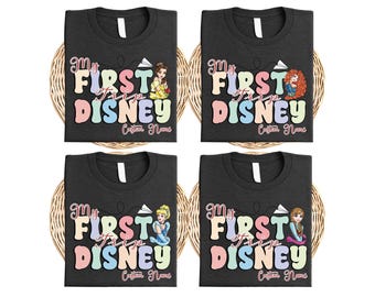 Custom Princess My First Disney Trip Shirt, My First Disney Trip Family Shirt, Disneyland Vacation Girls Toddler Sweat, All Princess Tee