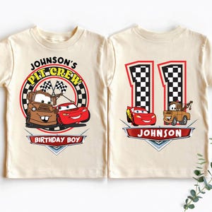 Custom Disney McQueen and Mater Birthday Shirt, Cars Pit Crew Birthday Boy T-Shirt, Disneyland Family Birthday Tees, Racing Cars Sweatshirt