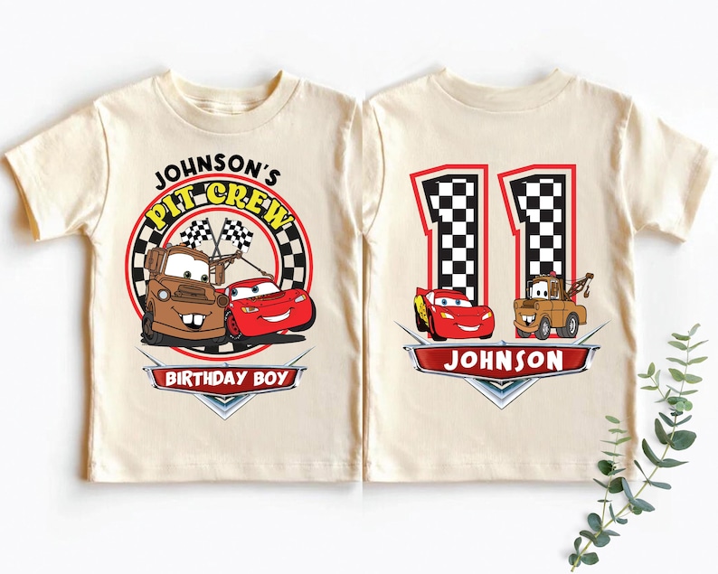 Custom Disney McQueen and Mater Birthday Shirt, Cars Pit Crew Birthday Boy T-Shirt, Disneyland Family Birthday Tees, Racing Cars Sweatshirt
