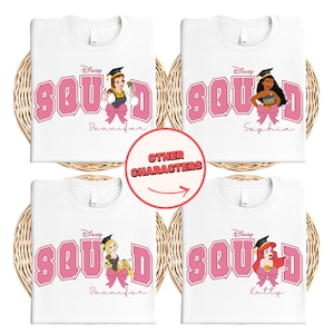 Disney Princess Graduation Squad Shirt, Belle Ariel Rapunzel Moana Graduation Party Tees, Class Of 2026 Sweater, Disney Graduate Trip Tee