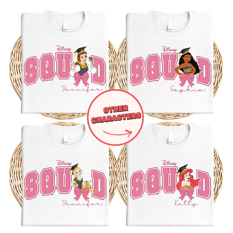 Disney Princess Graduation Squad Shirt, Belle Ariel Rapunzel Moana Graduation Party Tees, Class Of 2026 Sweater, Disney Graduate Trip Tee
