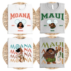 Disney Princess Moana Characters Shirt, Disneyland Micke Ears Moana Shirt, Hei Hei Pua Maui Tala Tamatoa Shirt, Disney Trip Matching Shirt