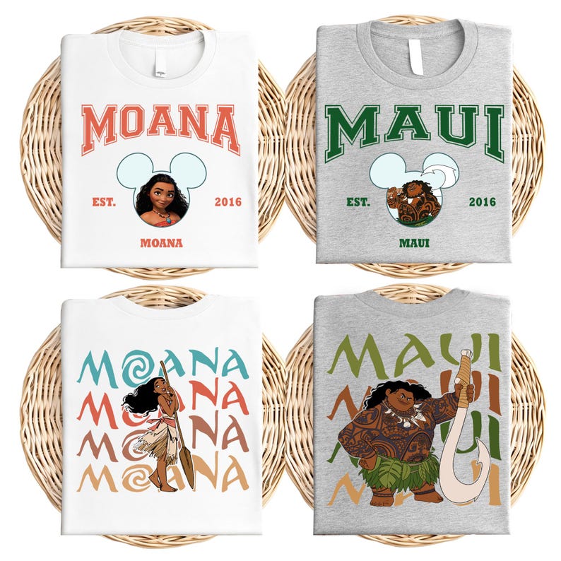 Disney Princess Moana Characters Shirt, Disneyland Micke Ears Moana Shirt, Hei Hei Pua Maui Tala Tamatoa Shirt, Disney Trip Matching Shirt