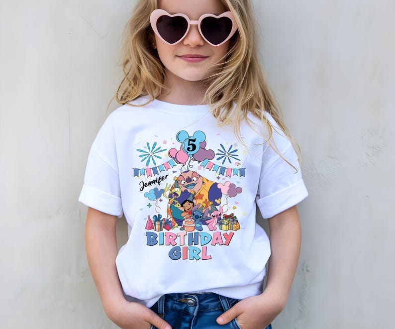 Lilo and Stitch Birthday Girl Shirt, Personalized Disney Birthday Shirt, Disney Stitch Birthday Sweatshirt, WDW Birthday Family Vacation Tee