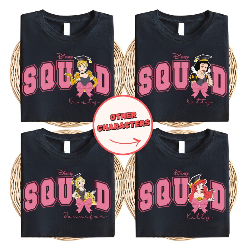 Disney Princess Graduation Squad Shirt, Belle Ariel Rapunzel Moana Graduation Party Tees, Class Of 2026 Sweater, Disney Graduate Trip Tee