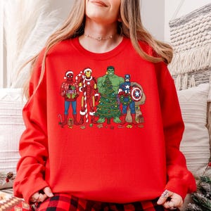 Marvel Superhero Christmas Sweatshirt, Disney Kids Avengers Christmas Lights Shirt, Marvel Hulk Captain America Spiderman Xmas T-Shirt