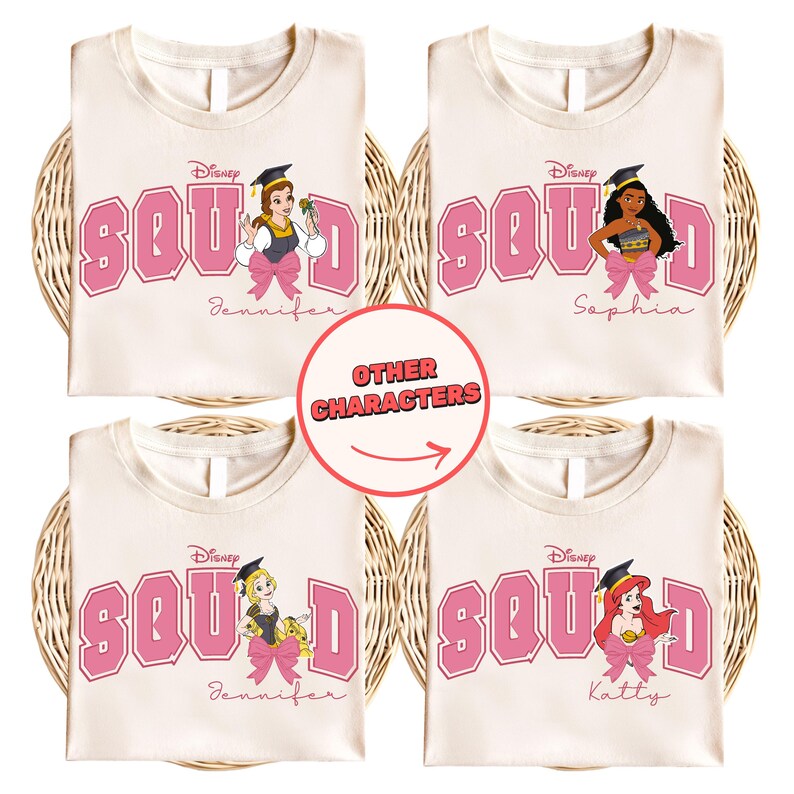 Disney Princess Graduation Squad Shirt, Belle Ariel Rapunzel Moana Graduation Party Tees, Class Of 2026 Sweater, Disney Graduate Trip Tee