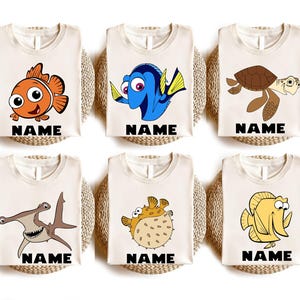 T-shirt Le monde de Nemo Disney personnalisé, T-shirt Pixar Nemo and Friends, T-shirt assorti pour les vacances en famille Disneyland, T-shirt Crush and Squirt