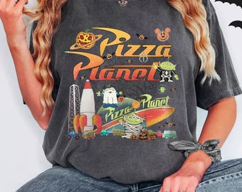 Camiseta de Halloween do Pizza Planet retrô, camiseta de Halloween do Toy Story Alien, moletom do Pizza Planet do Halloween da Disney, camiseta da Disney Halloween Trip